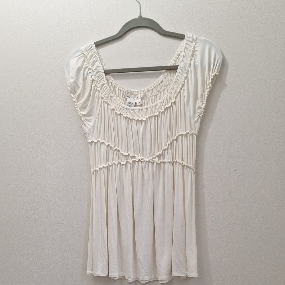 Max Studio Cream Ruched Blouse